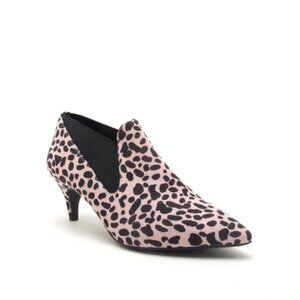 QUPID Nude Leopard Suede PU Ankle Kitten Heel NWT Size 10 US